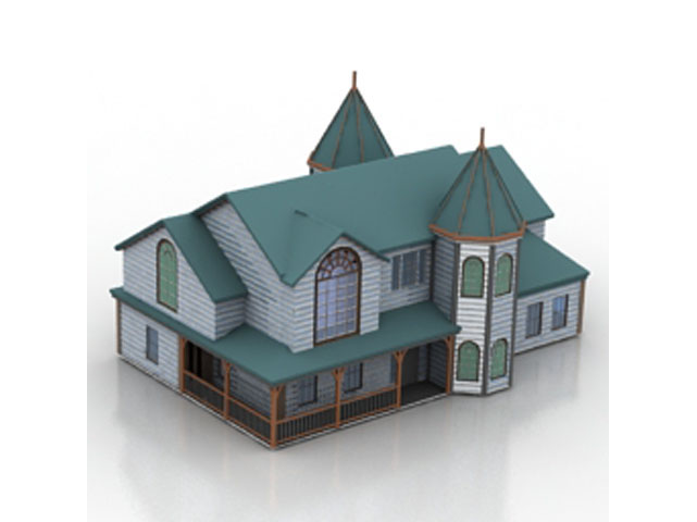 Sky Blue Villa 3D Model Download